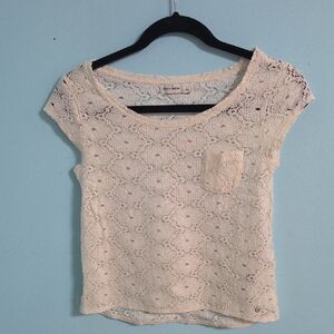 Abercrombie & Fitch Gold Cream Cap Sleeve Cropped Blouse